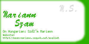 mariann szam business card